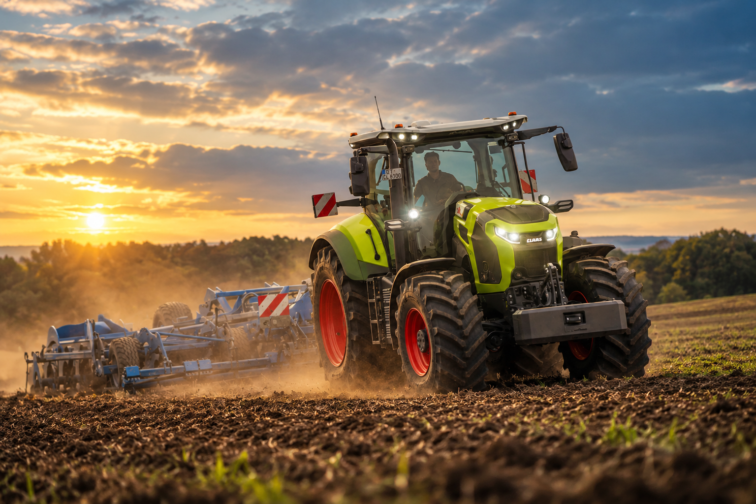 CLAAS AXION 8 CMATIC în timpul lucrărilor agricole pe câmp
