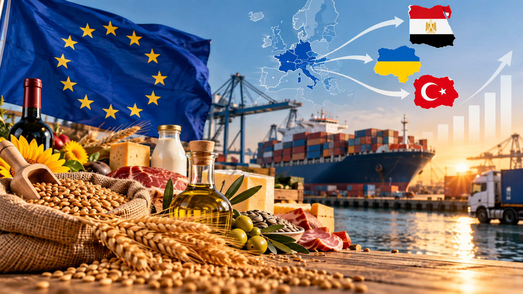 Exporturile agroalimentare ale UE, cu produse agricole și transport maritim