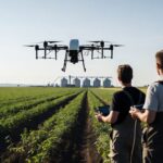 Dronă agricolă utilizată pentru lucrări de precizie într-o cultură din România